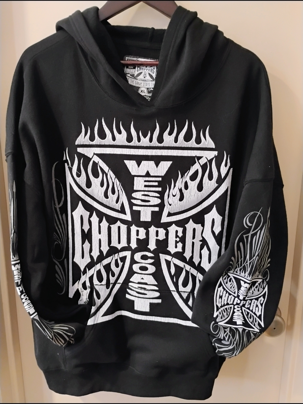 West Coast Choppers Black Graphic Hoodie - Bold Flame Logo